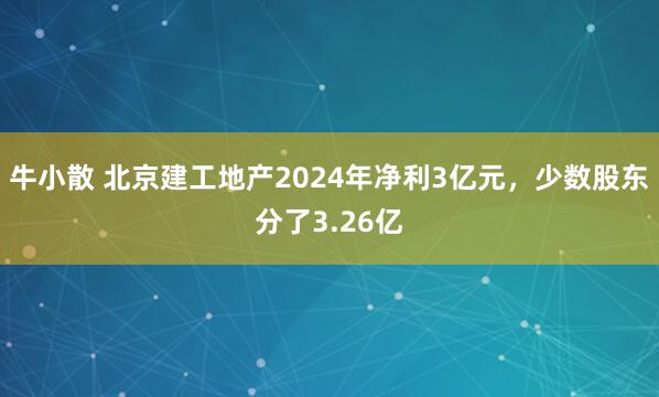 牛小散 北京建工地产2024年净利3亿元，少数股东分了3.26亿